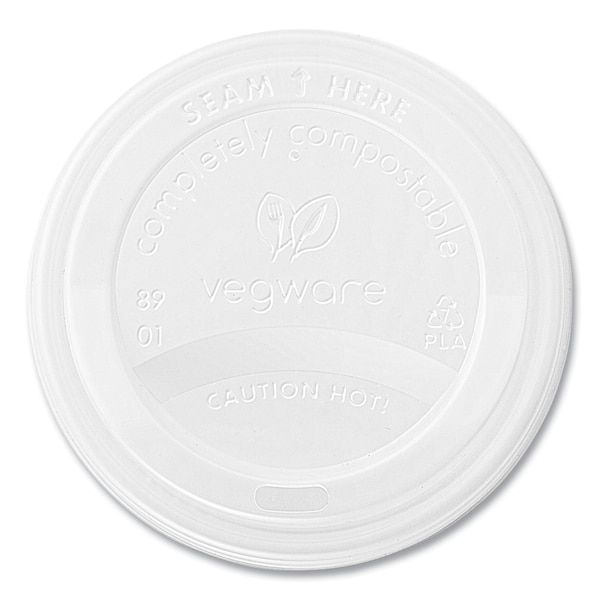 Vegware Hot Cup Lids, Fits 89-Series Hot Cups, White, 1000PK VLID89S - main